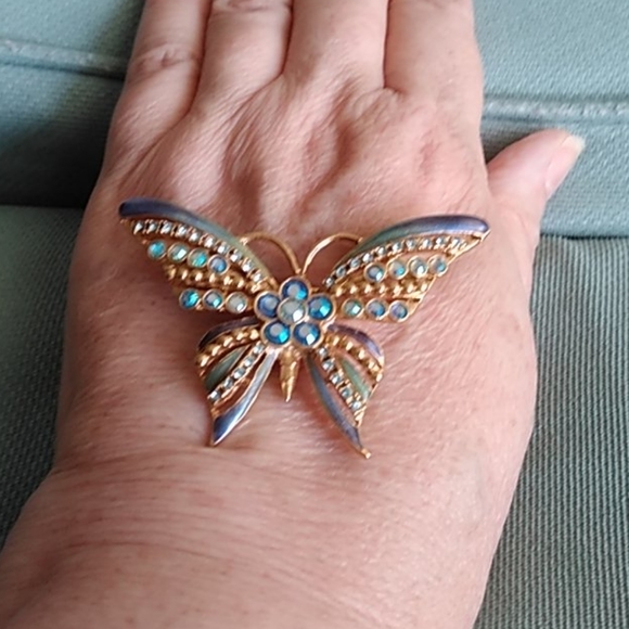 KIRKS FOLLY BLUE BUTTERFLY PIN - Picture 6 of 6